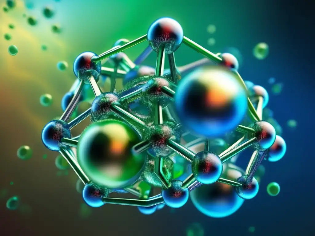 Importancia de alquenos en el futuro: estructura detallada y colores vibrantes de molécula destacan su potencial