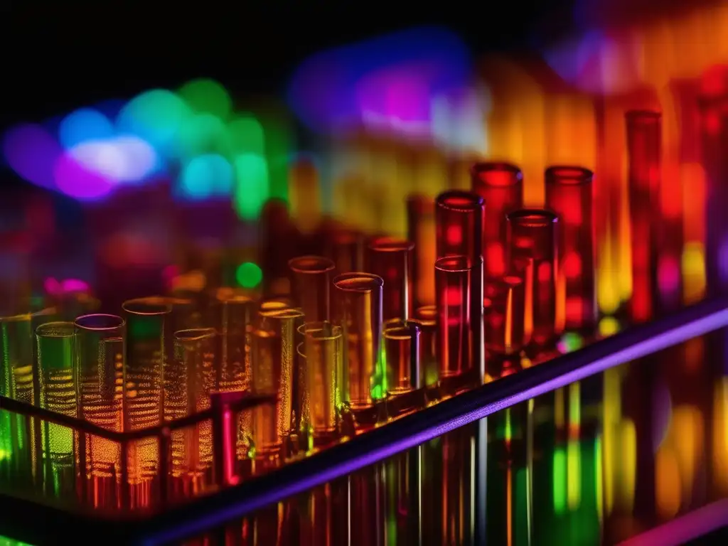 Espectroscopía de Fluorescencia en Petroquímica: Muestra detallada de análisis con vibrantes colores y estructuras moleculares