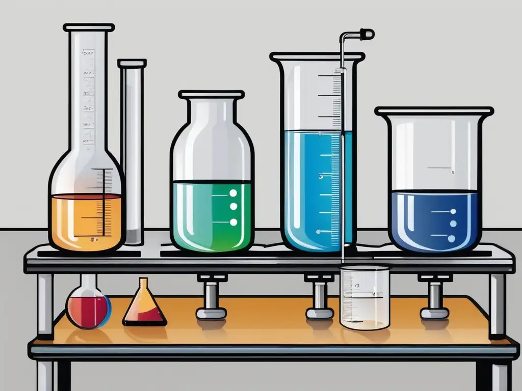 Imagen de beaker con solución ácida y pH indicator: Propiedades y aplicaciones de ácidos