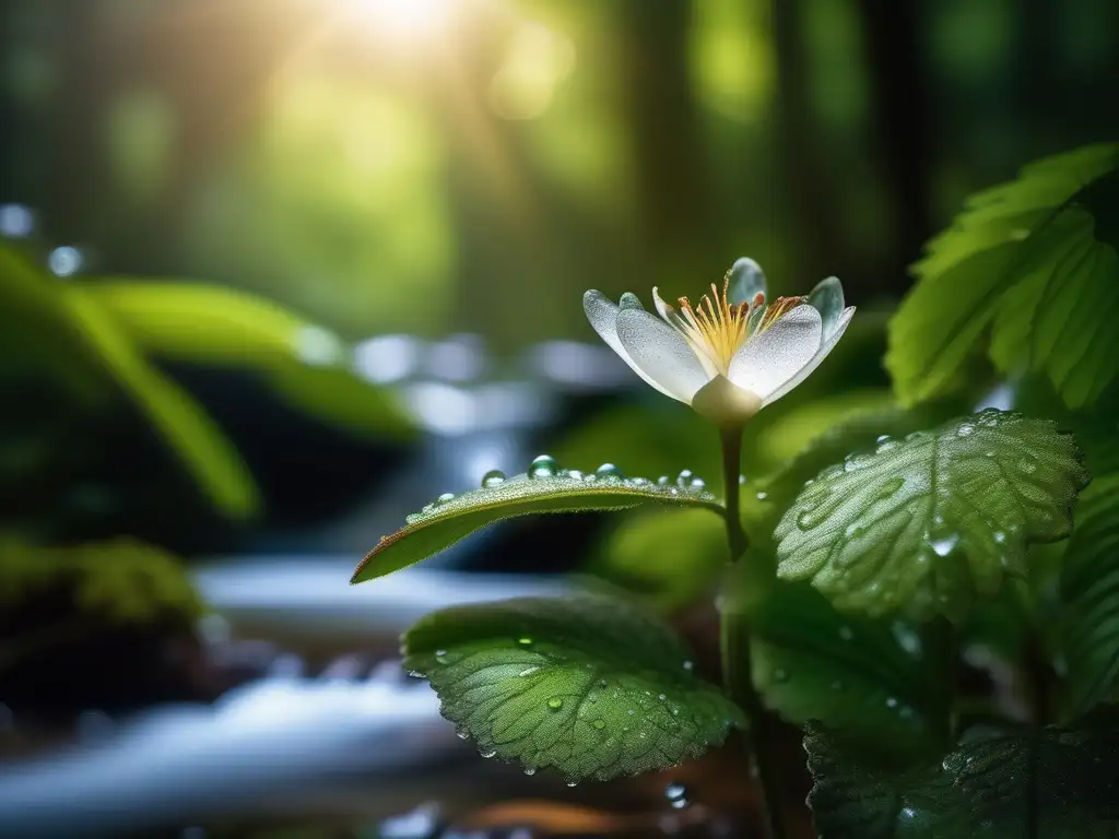 Revolución Verde: Bosque exuberante, río cristalino, flora vibrante y flor delicada