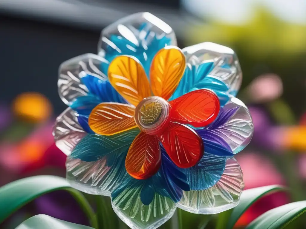 Avances en reciclaje de plástico: Botella de plástico transformada en un hermoso jardín de flores