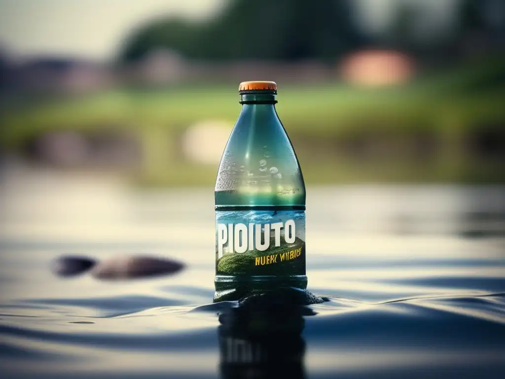 Botella plástica en río contaminado: soluciones sostenibles para producción plástica