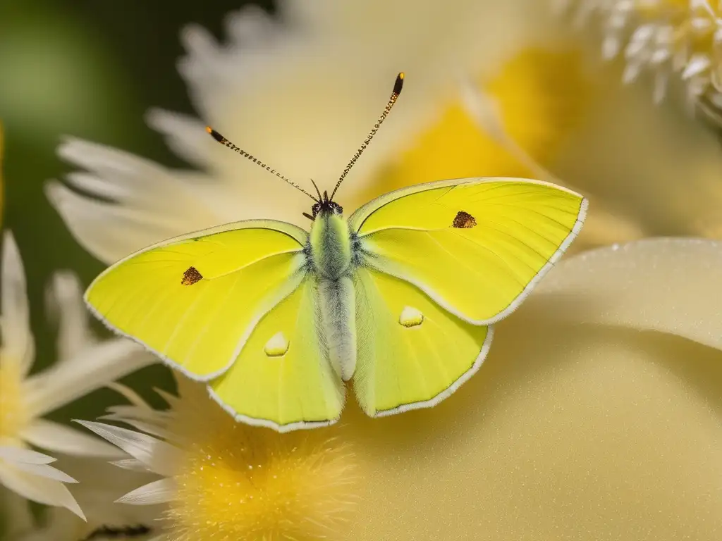 Mariposa brimstone (Gonepteryx rhamni) sobre mineral de azufre amarillo vibrante - Azufre: olor, papel vital, química, petroquímica