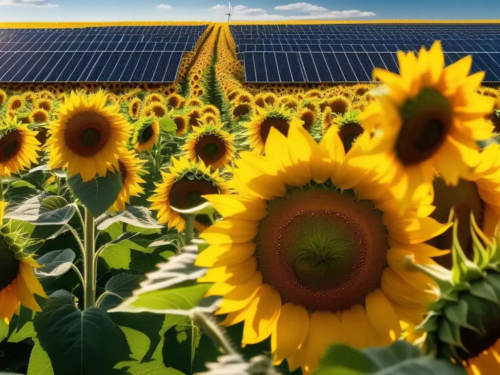 Transformación energética a través de la Química Ambiental: campo de girasoles simbolizando energías alternativas