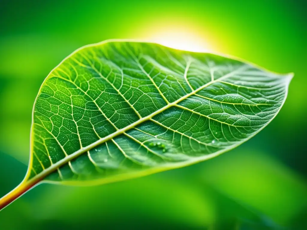 Imagen: Campo verde con hoja detallada - Aplicaciones química verde sociedad moderna