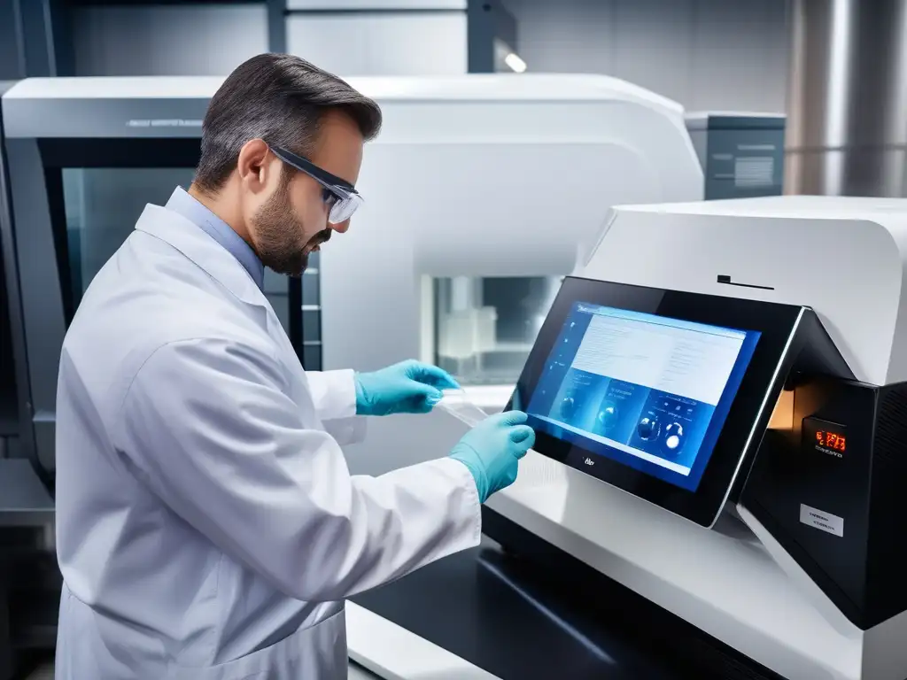 Importancia de la Espectroscopia en la química moderna: científico examinando muestra con espectrómetro