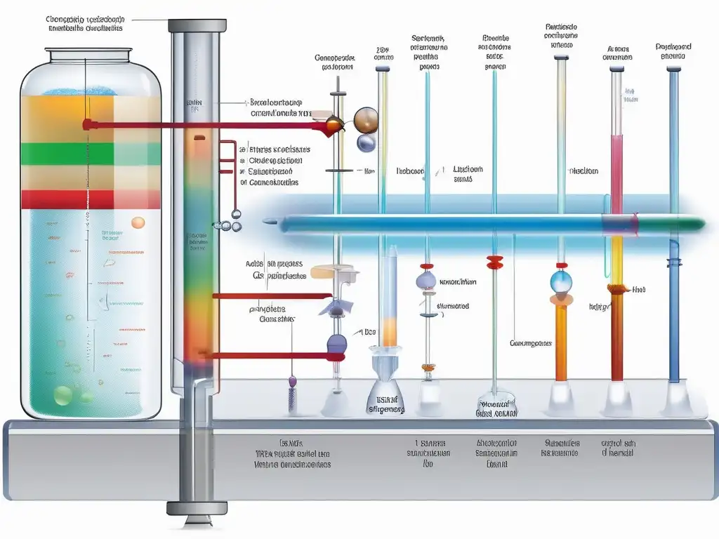 Columna cromatográfica con detalles esenciales y separación de compuestos