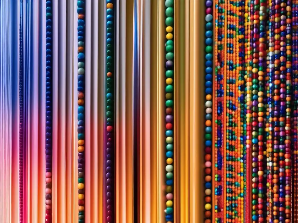 Importancia cromatografía en química: detalle impresionante de columna repleta de medios cromatográficos multicolores