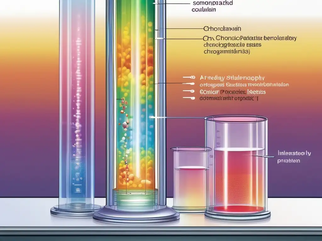 Columna cromatográfica demostrando importancia de la cromatografía en química