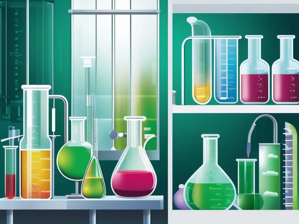 Diferencia químicos sintéticos y naturales en cosmética: laboratorio sintetizando y naturaleza exuberante