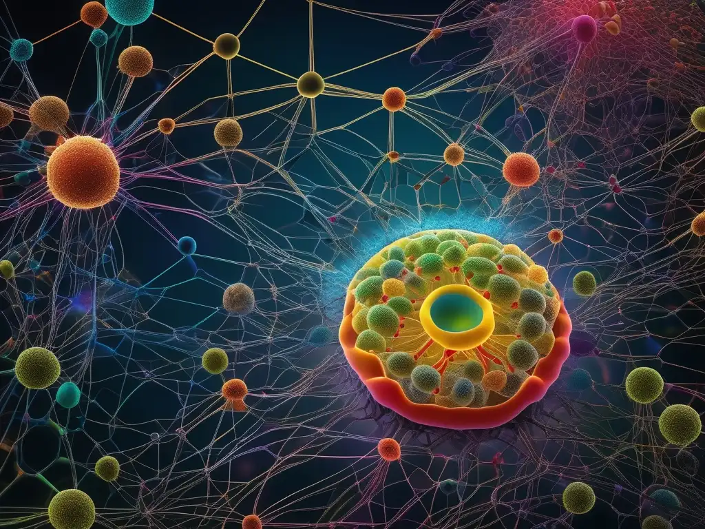 Rutas metabólicas y enfermedades modernas en una célula humana con detalle