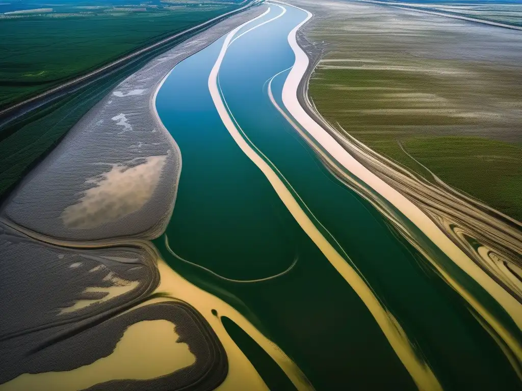 Impactos ambientales de la petroquímica en un río contaminado