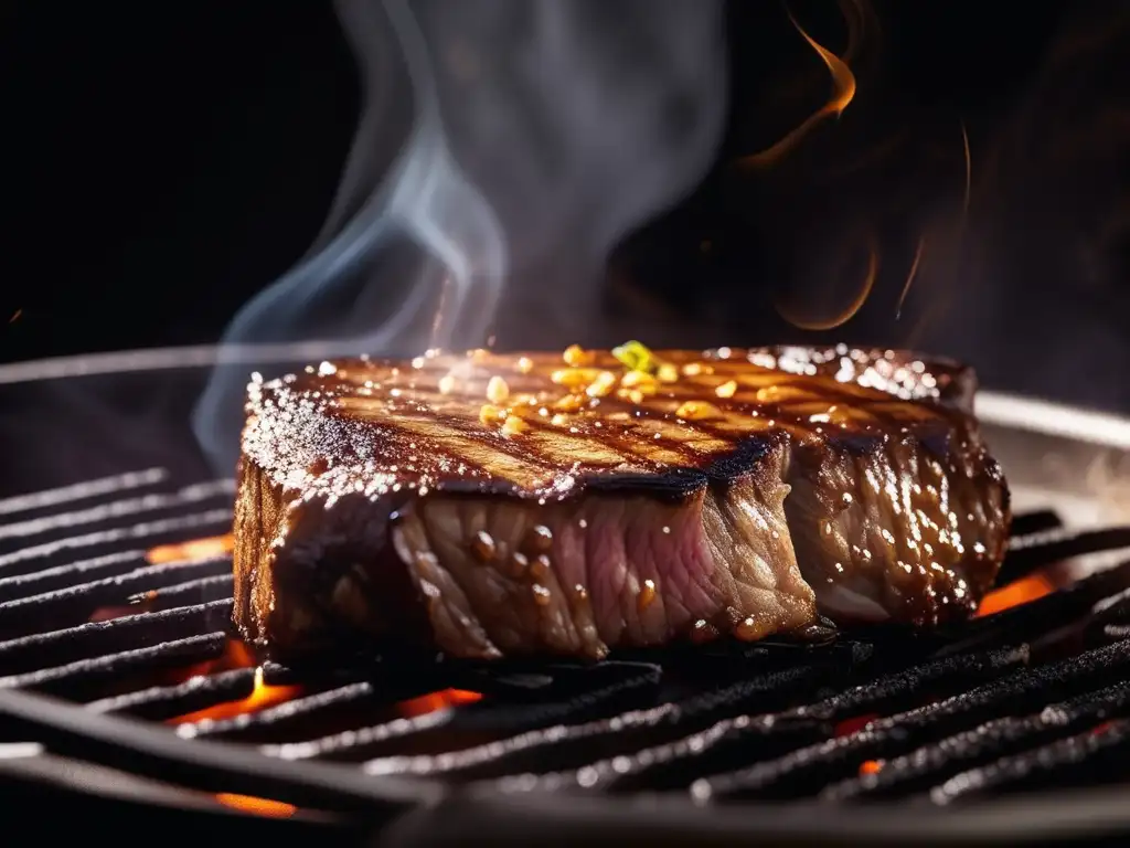 Delicioso bistec a la parrilla, capturando la reacción de Maillard