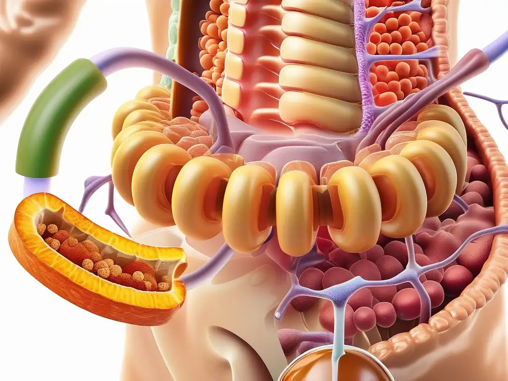 Impacto de la química en la nutrición: detallada imagen de la descomposición química de los alimentos en el sistema digestivo