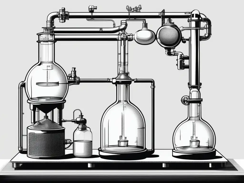 Importancia de la destilación en la química: Imagen detallada de una configuración de destilación