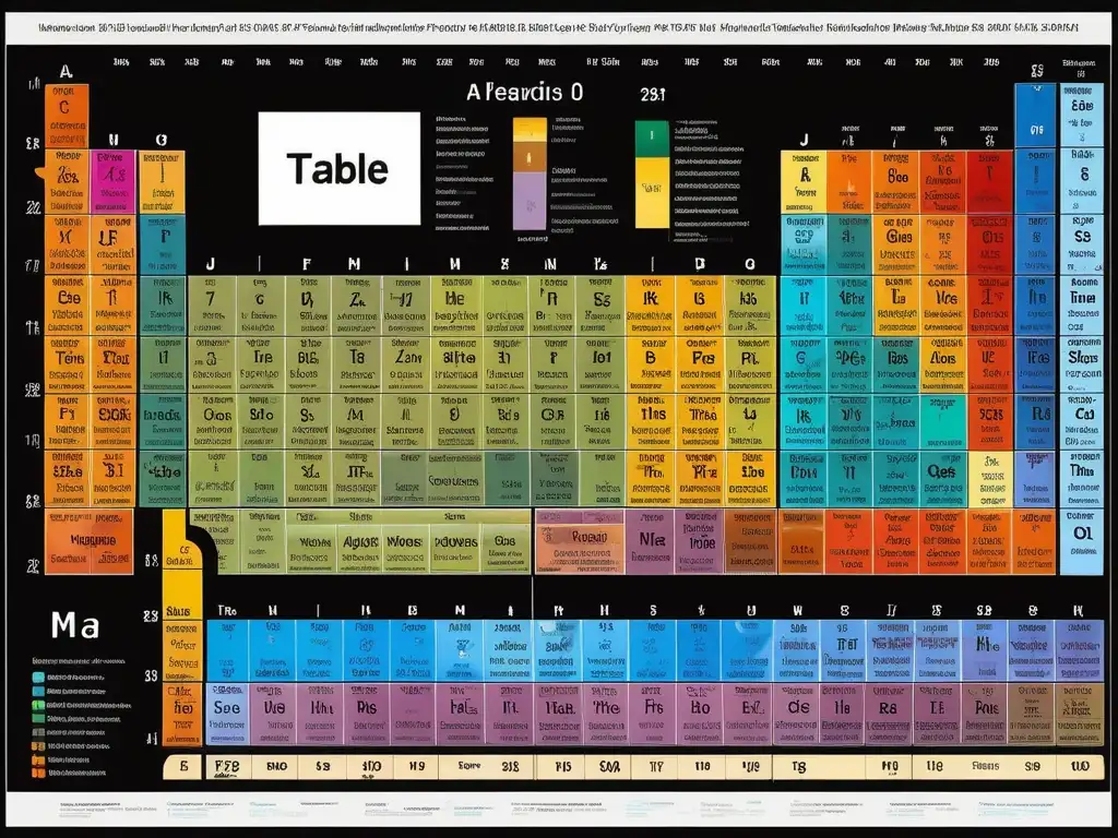 Descubrimiento de elementos en la tabla periódica: detalles vibrantes y propiedades únicas de los elementos en una imagen magnificada