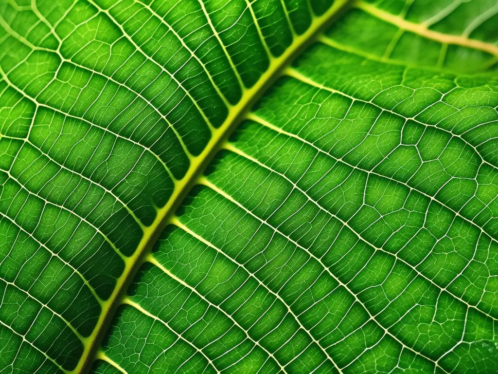 Hoja verde con patrones y estructuras naturales destacadas