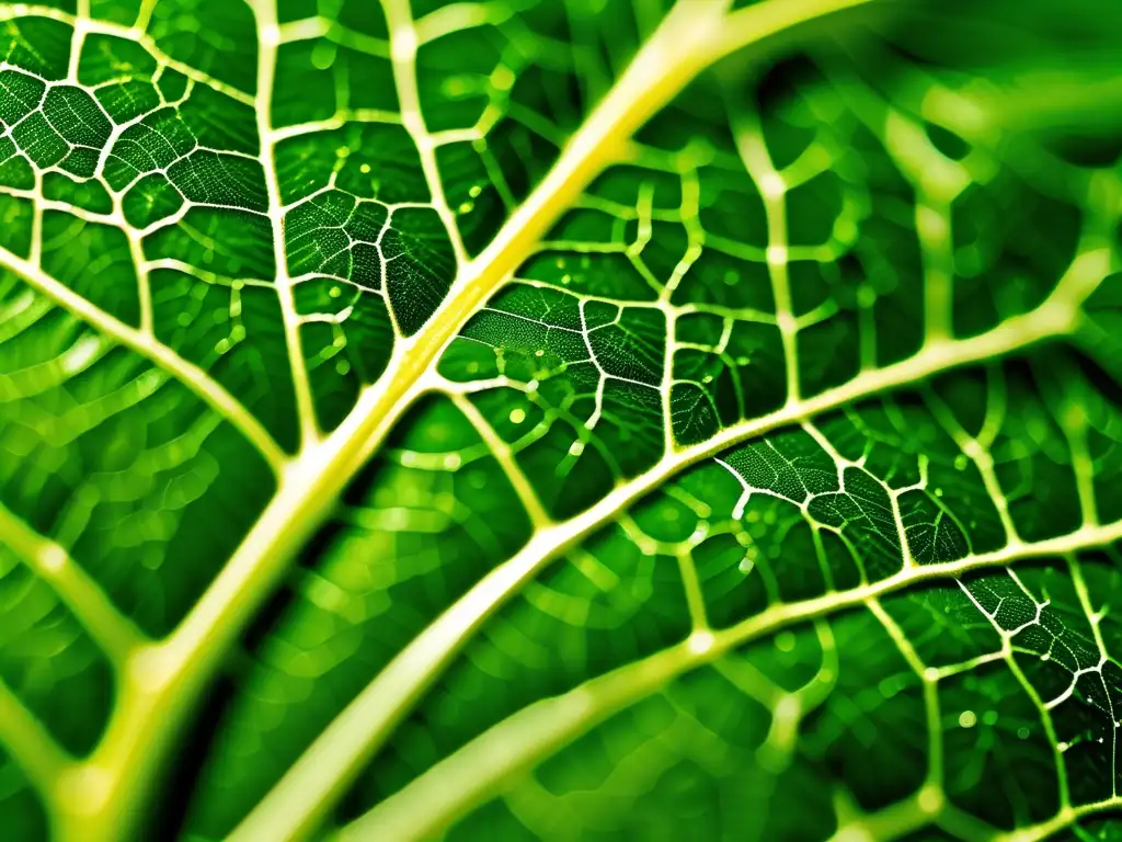 Hoja verde con red de venas: Química Verde revolucionando reciclaje