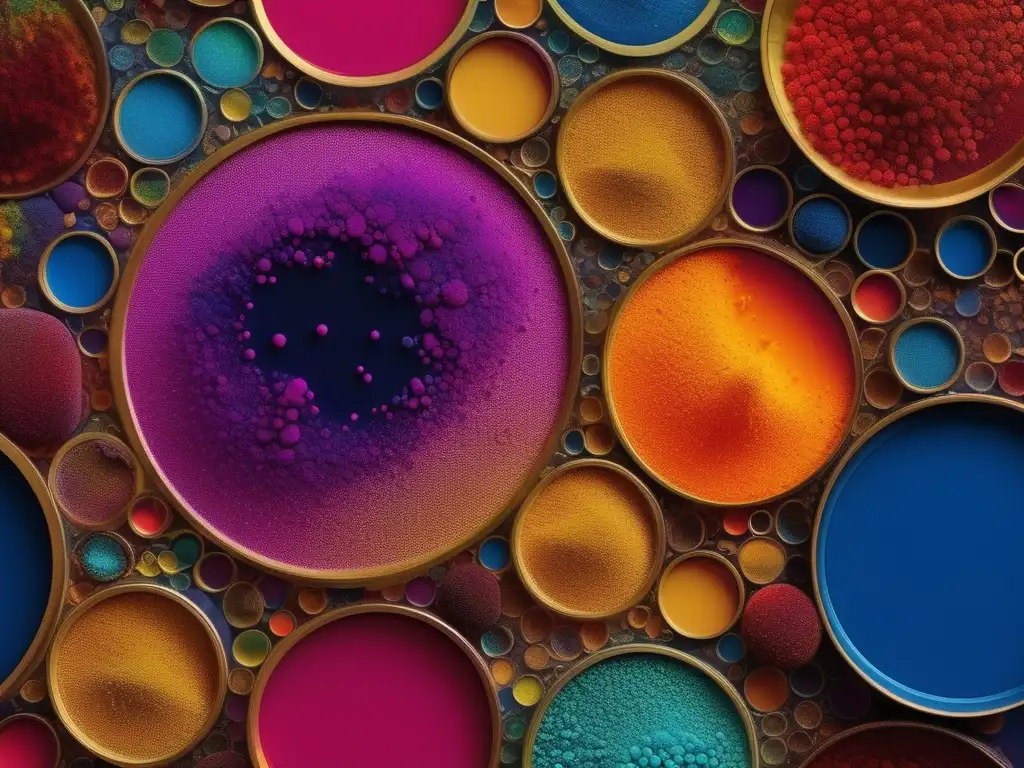 Impacto química orgánica en pinturas y tintes: pigmentos vibrantes y duraderos en detalle microscópico