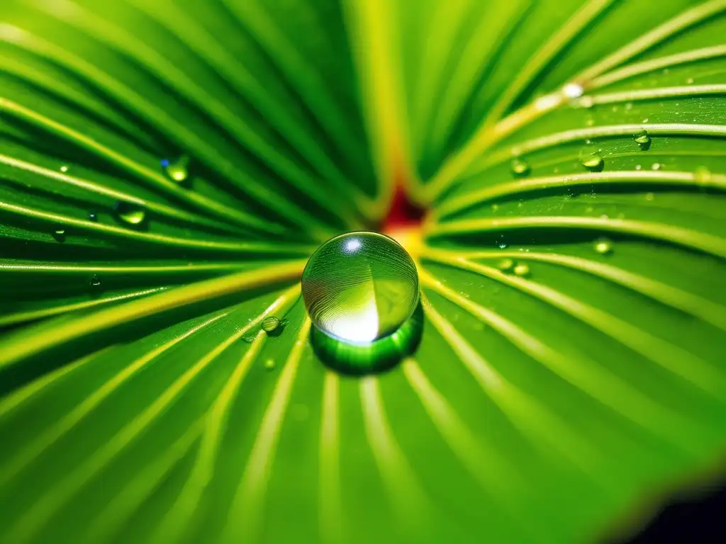 Impacto ácido-base en el ambiente: gota de agua en hoja, equilibrio delicado y belleza natural