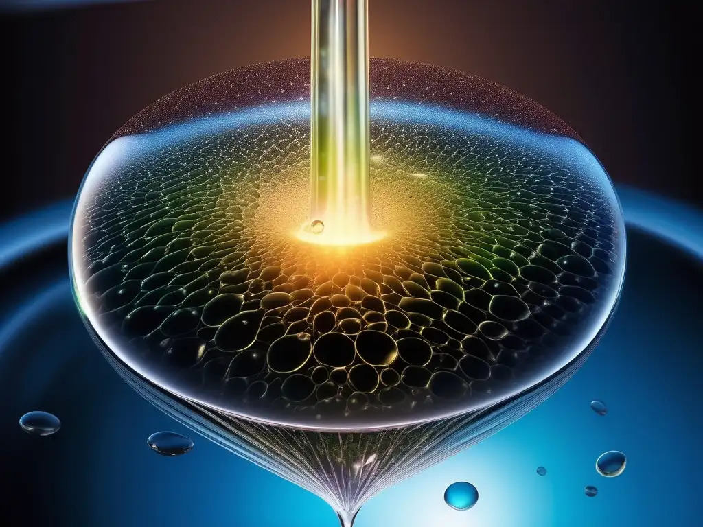 Impacto química atmosférica: imagen detallada de una gota de agua magnificada rodeada de gases invernadero y moléculas en un entorno dinámico