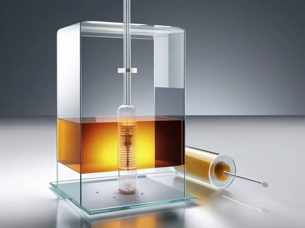 Potencial inexplorado de la electrólisis química: imagen detallada y realista de una celda de electrólisis en acción