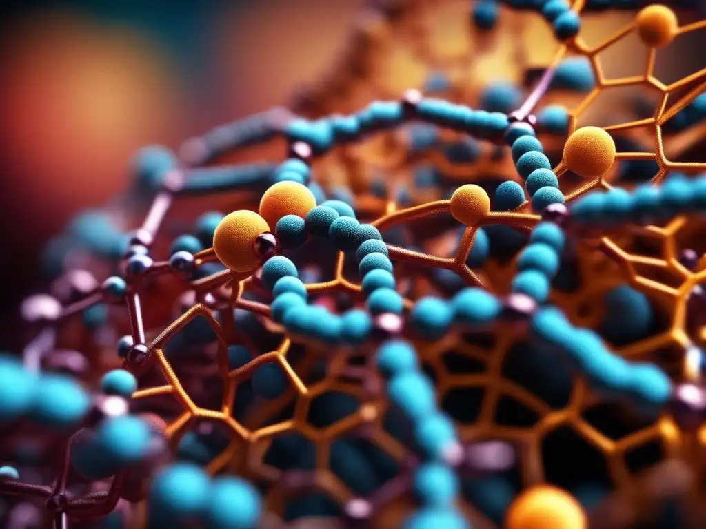 Importancia de las enzimas en la química moderna: estructura y composición de una enzima a nivel macro, mostrando átomos y enlaces