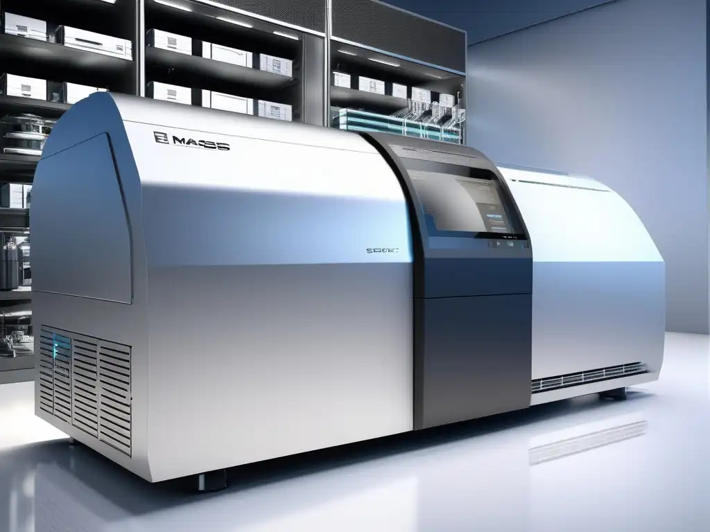 Desarrollo de la Espectroscopia de Masas en Química Analítica: Imagen detallada de un espectrómetro de masas de última generación, resaltando su diseño y tecnología avanzada