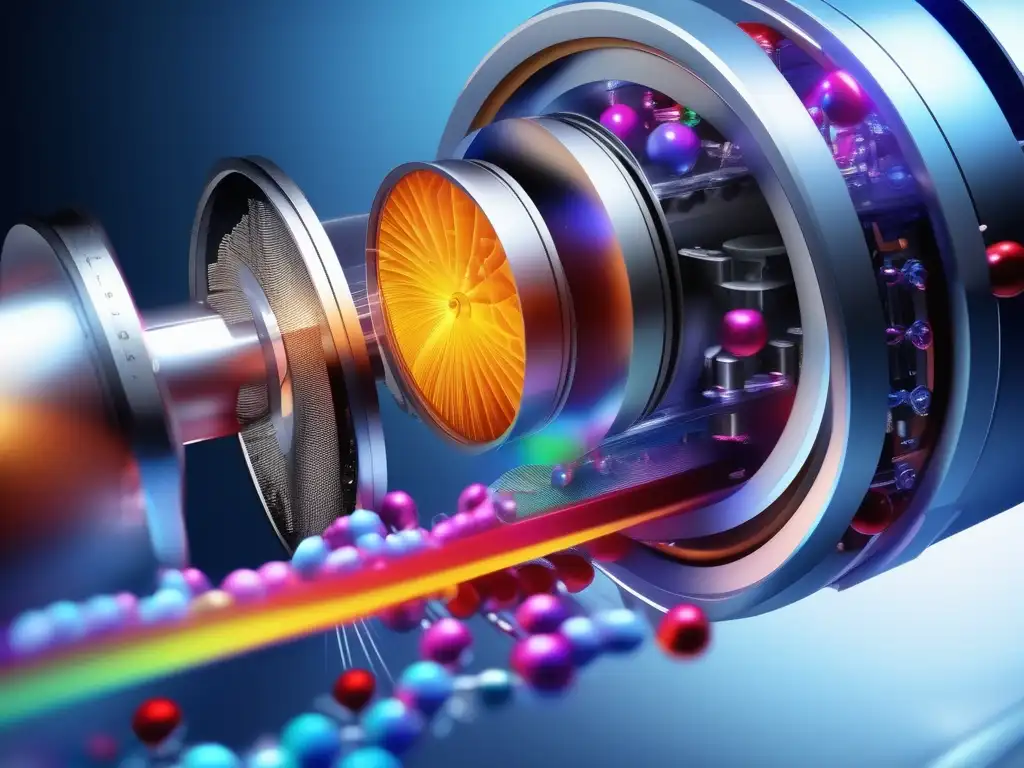 Espectrometría de masas en química analítica: imagen ultradetallada y fotorealista de un espectrómetro en acción