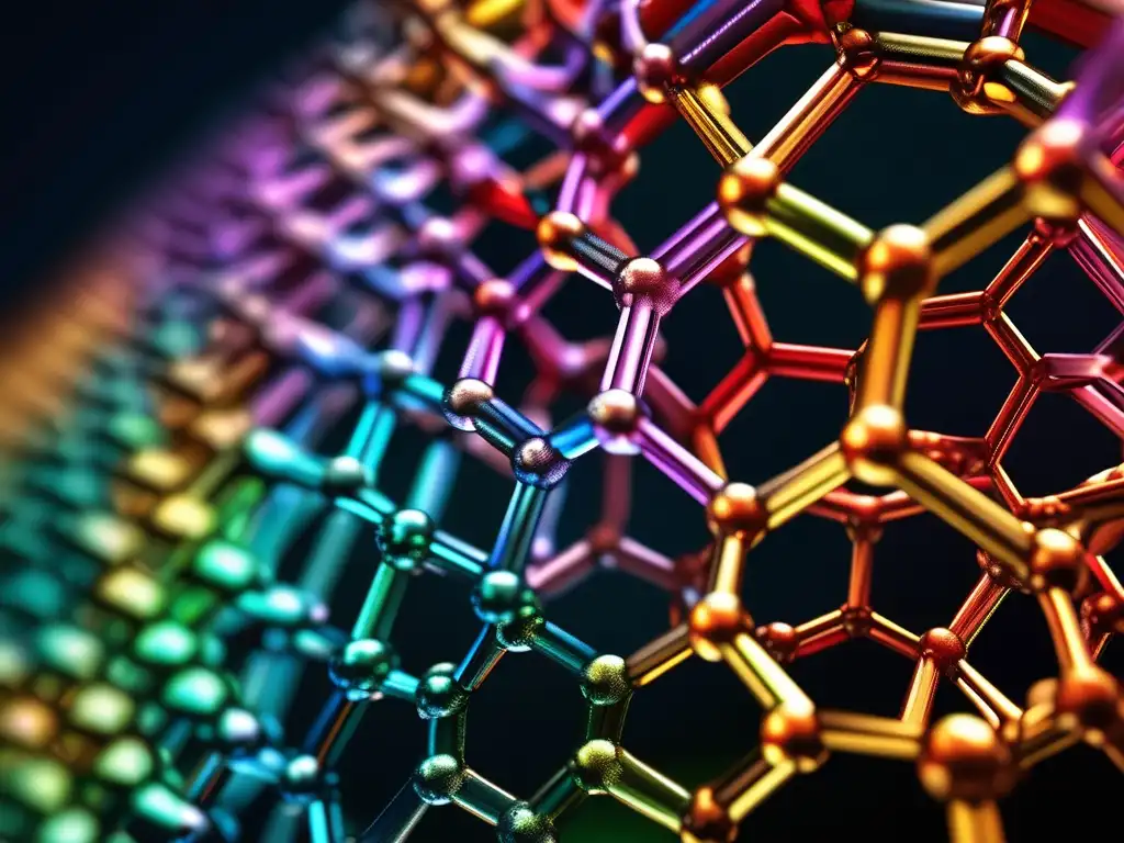 Importancia de no metales en química y petroquímica: estructura detallada de cristal con átomos meticulosamente representados