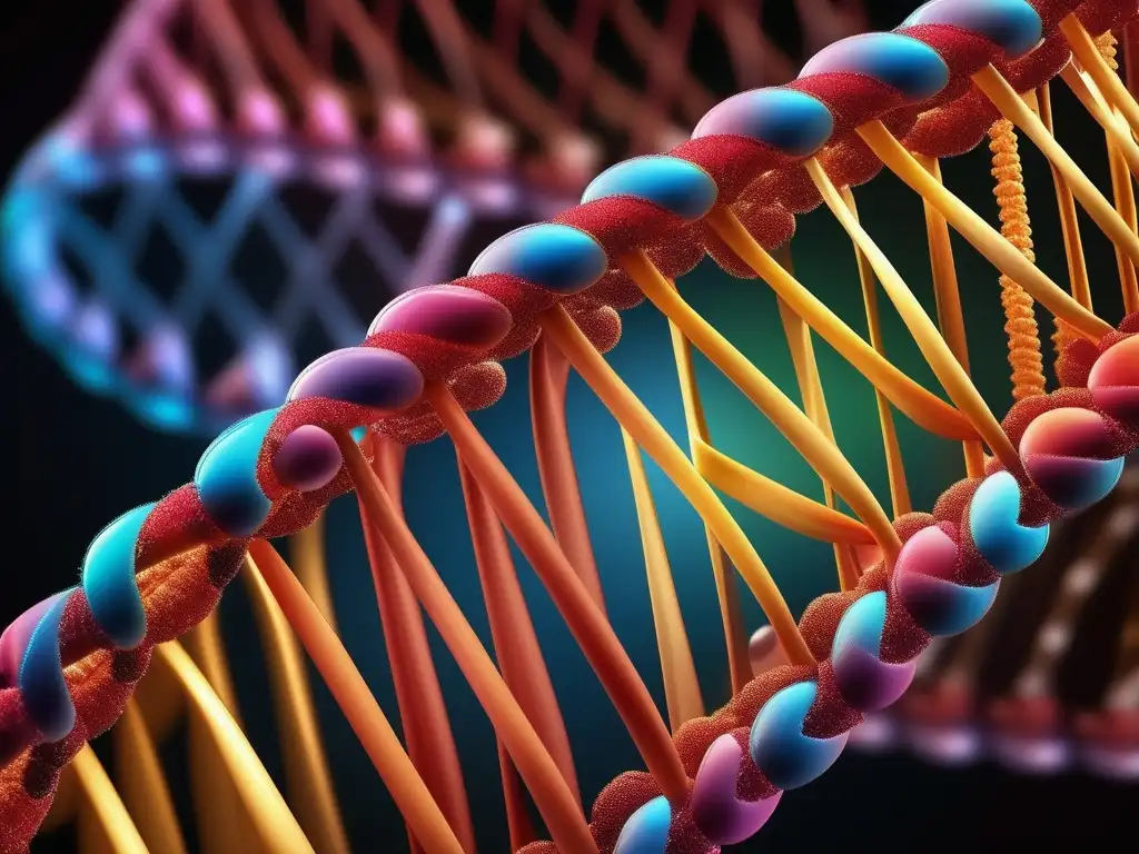 Estructura ADN: detalles, nucleótidos, colores vibrantes