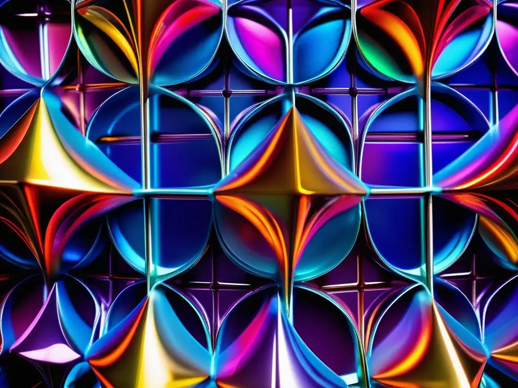 Estructura de cristal con colores vivos, descubrimiento de materiales fotónicos en química moderna