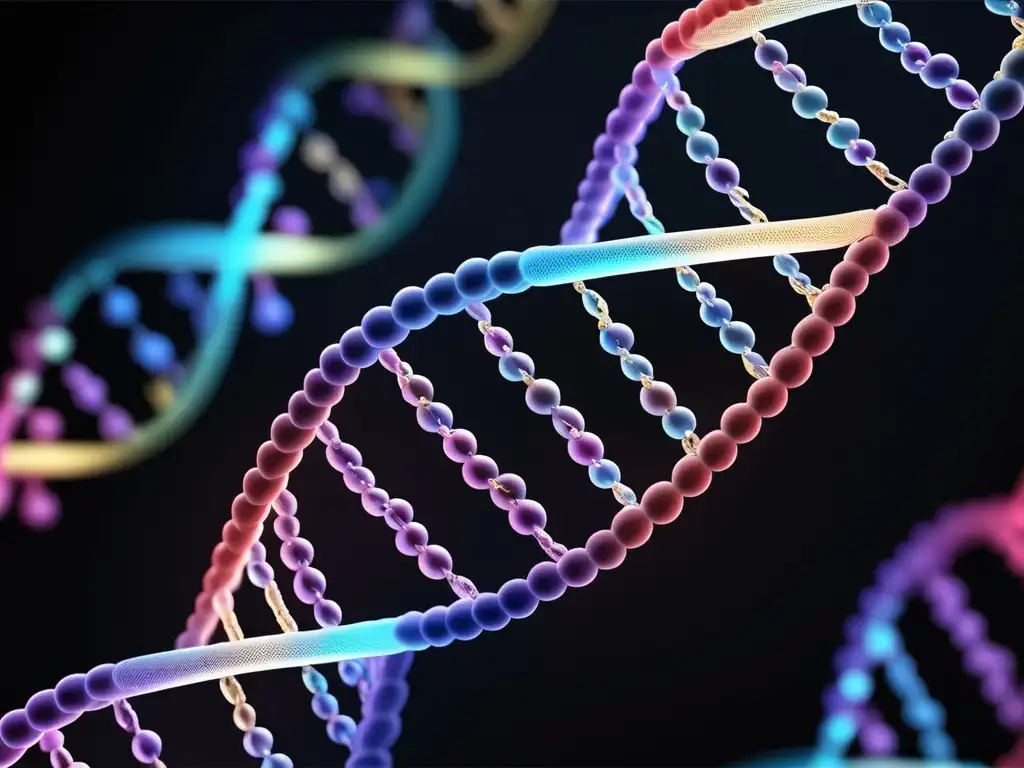 Estructura sorprendente ácidos nucleicos: ADN de doble hélice con detalles ultra reales