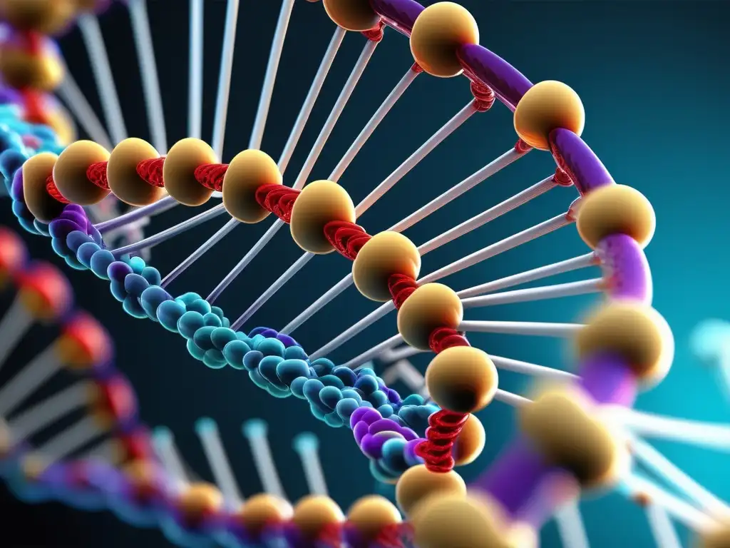 Estructura en 3D de ADN, resaltando su composición química y la importancia de los ácidos nucleicos en la vida