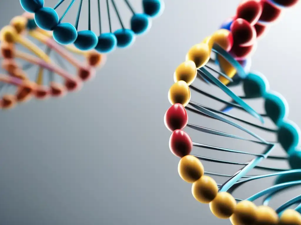 Importancia ácidos nucleicos: DNA doble hélice detallada, estructura nucleótidos y enlace fosfodiéster, colores vivos representan bases A, T, C, G