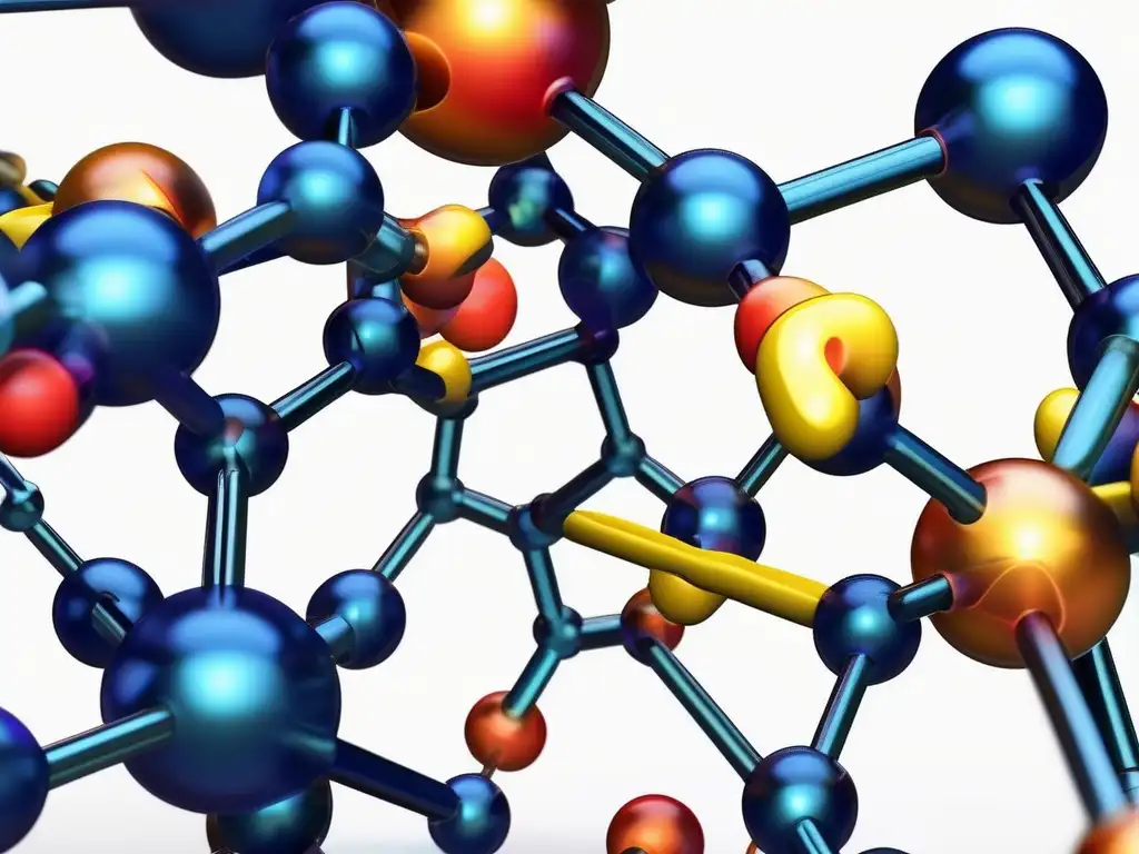 Importancia de los alquenos en el futuro: Estructura molecular detallada de un alqueno con vibrantes colores y finos detalles