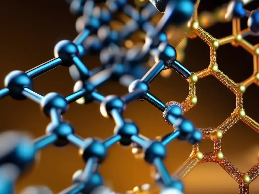 Estructura en nanoescala ilustrando la síntesis de materiales en nanotecnología, clave: Nanotecnología en la química moderna