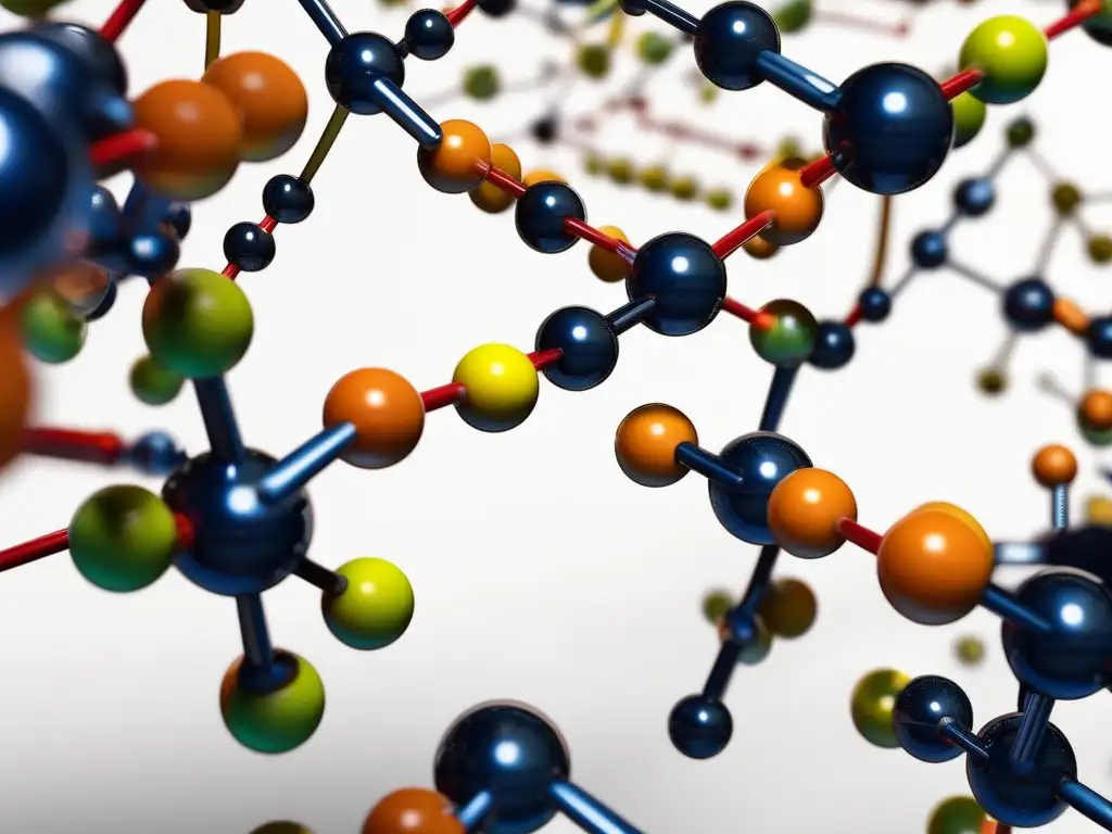 Estructura química detallada y colorida de medicamentos psiquiátricos