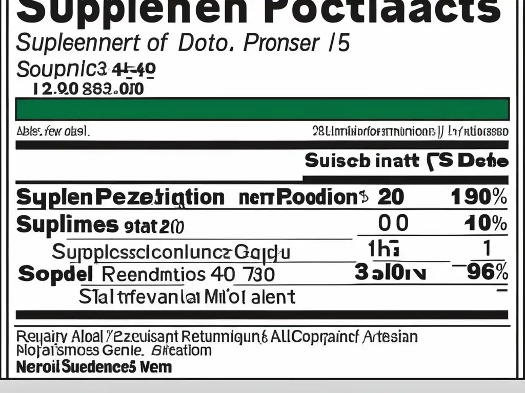 Etiqueta de suplemento con todos los detalles para análisis químico