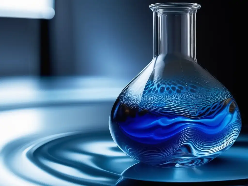 Química en la industria: líquido azul vibrante en frasco de laboratorio