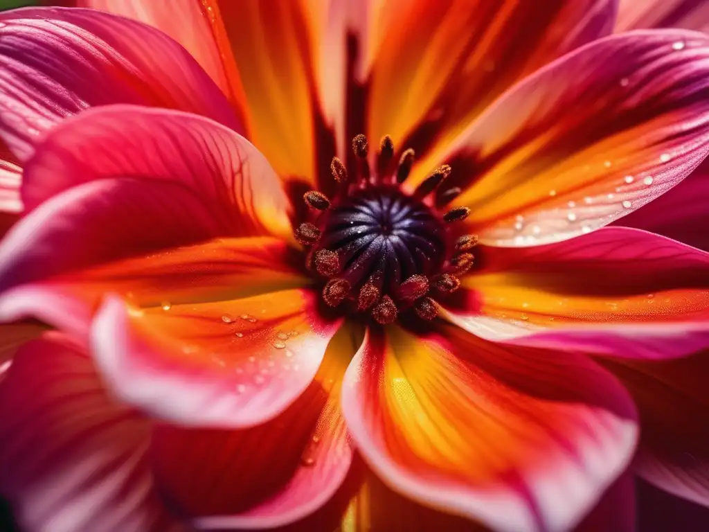 Detalle impresionante de una flor vibrante, simbolizando el impacto de la contaminación química