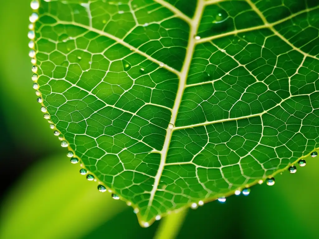 Hoja verde con gotas de agua: Importancia de los hidrocarburos en el medio ambiente