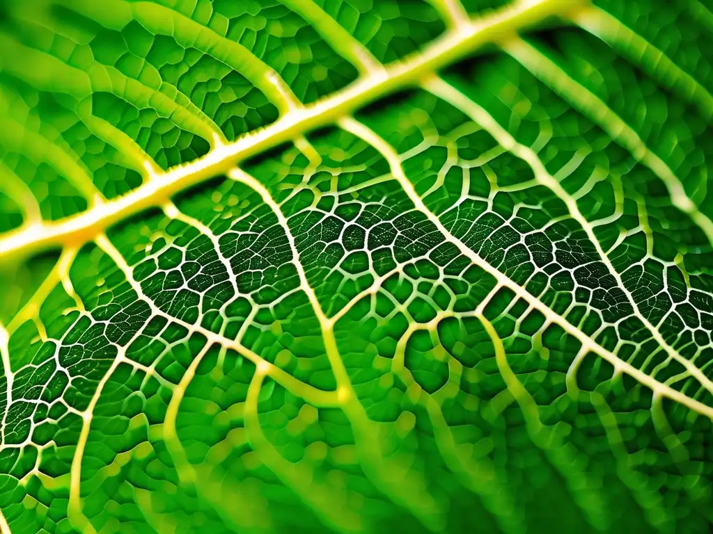 Hoja verde en macro con detalles impresionantes