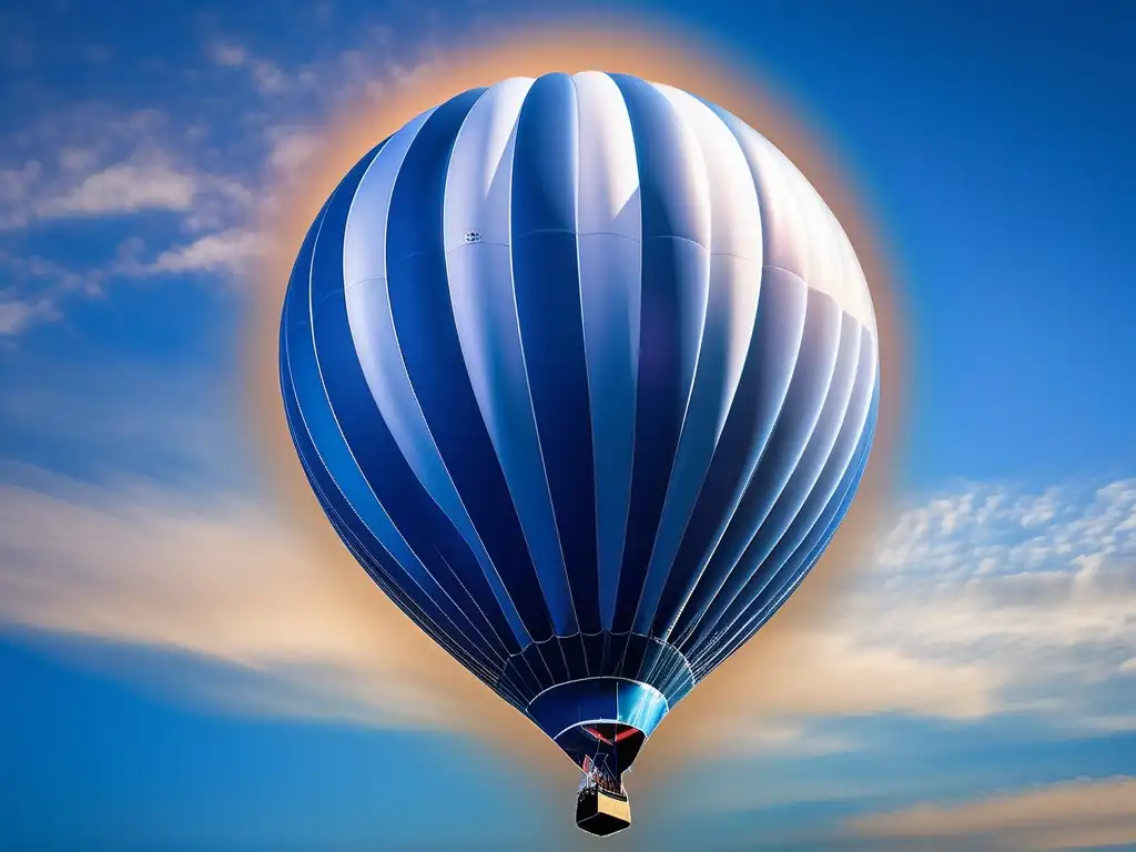 Helio en la industria: imagen detallada de un globo de helio ascendiendo en un cielo azul vibrante, destacando su textura y brillo