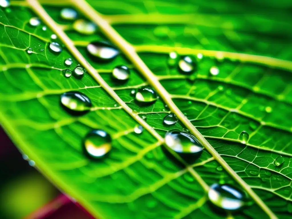 Hoja verde con gotas de agua: Impactos ambientales de la industria química