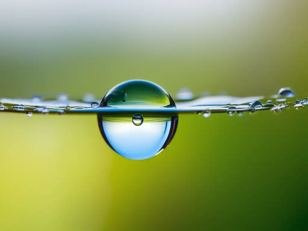 Avances en química para salvar el planeta: gota de agua cristalina con contaminantes visibles