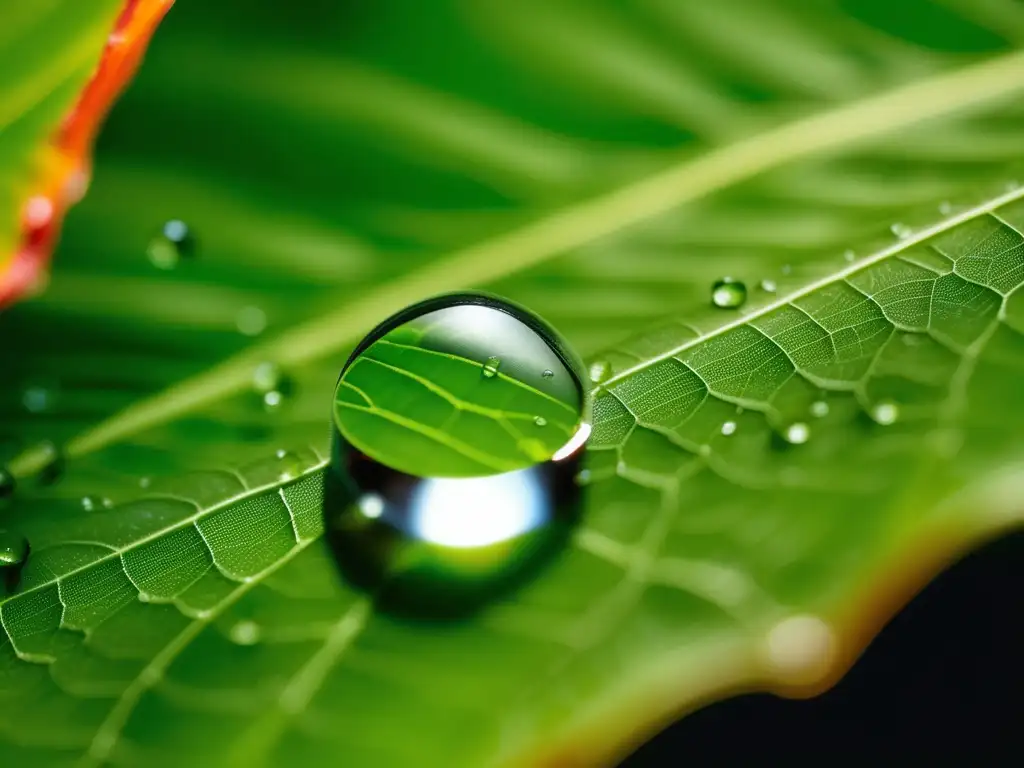 Importancia enlaces químicos: gota agua en hoja verde