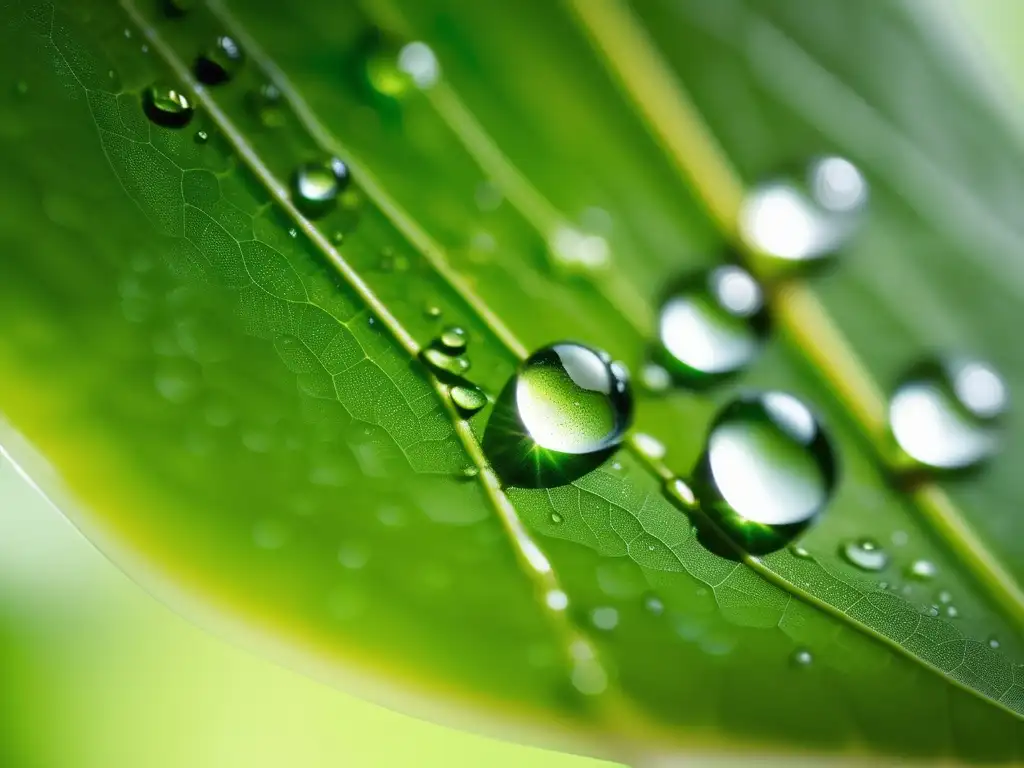 Beneficios cosméticos orgánicos: hoja verde con gota de agua