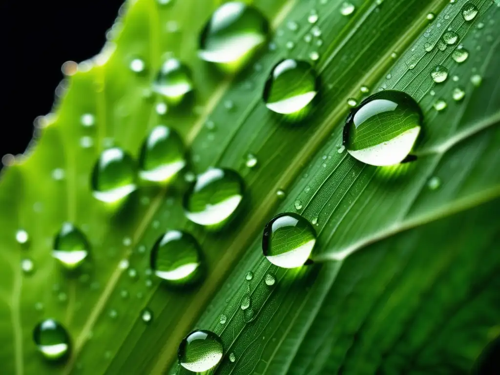 Hoja verde con gotas de agua: Química Verde revolucionando reciclaje