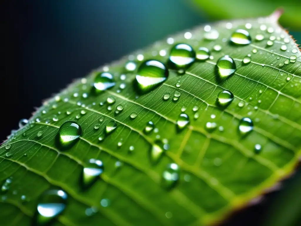 Hoja verde con gotas de agua: Impacto ambiental de las energías alternativas